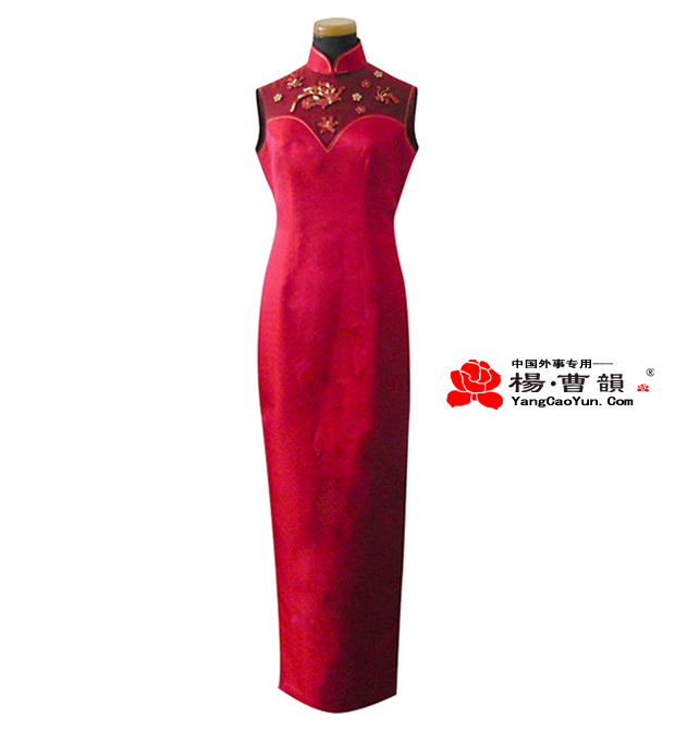 盘扣镶纱-真丝织锦缎-旗袍-女款