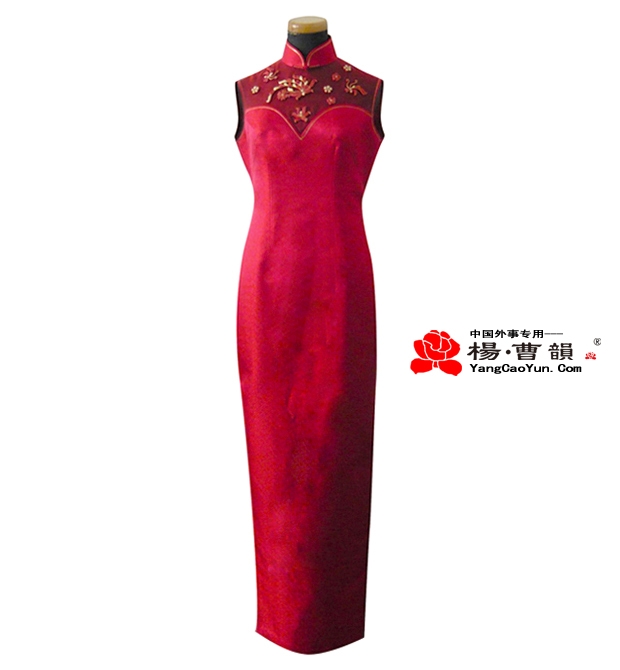 盘扣镶纱-真丝织锦缎-旗袍-女款