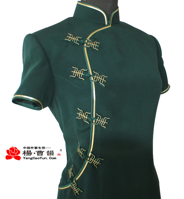 深绿色-织锦缎-上衣-女款
