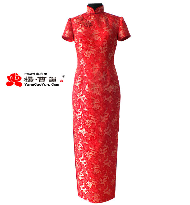 红色-真丝-旗袍-女款