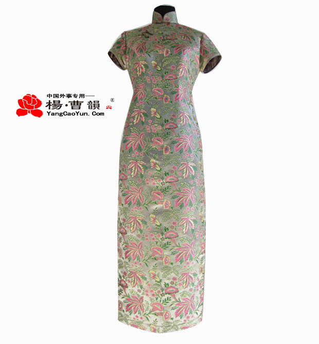 黄花色-织锦缎-旗袍-女款