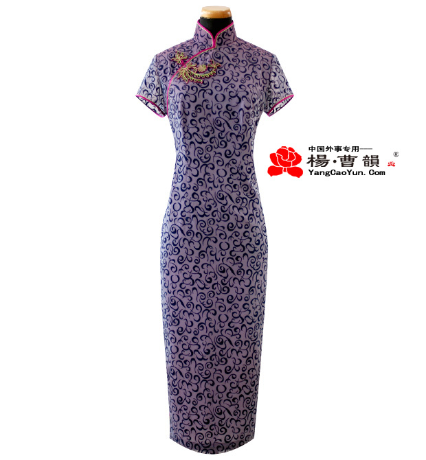 紫色镶沙-日本沙-旗袍-女款