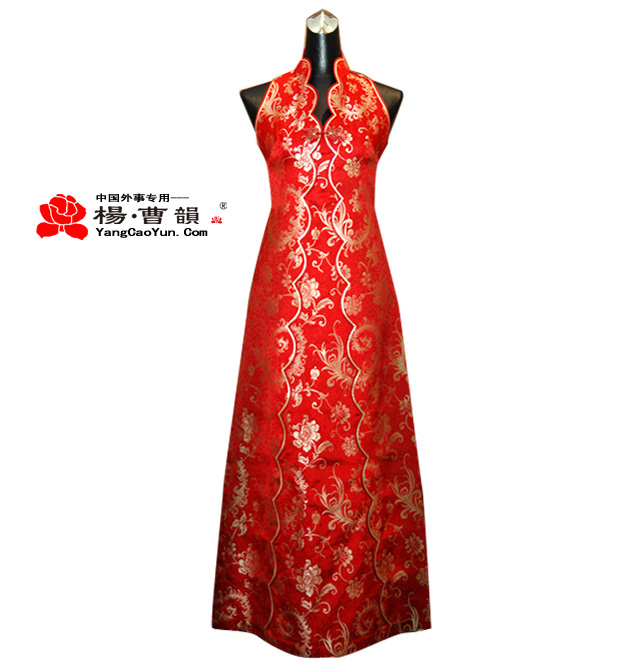 红色-织锦缎-旗袍-女款