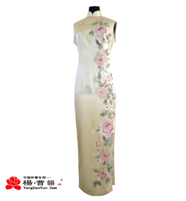 白色绣花-真丝-旗袍-女款