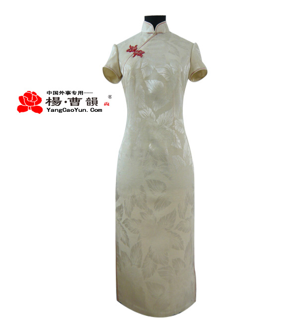 素色红扣-真丝-旗袍-女款