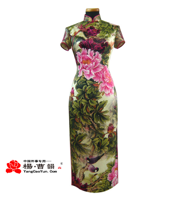 牡丹-真丝印花-旗袍-女款