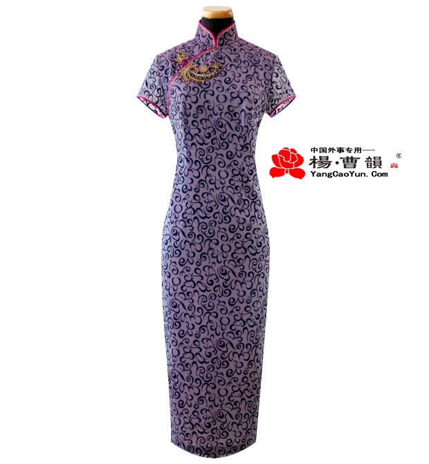 紫色镶沙-日本沙-旗袍-女款