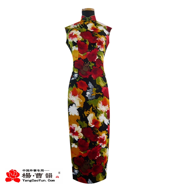 百花盛开-真丝印花-旗袍-女款