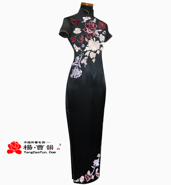贴花-真丝重缎-旗袍-女款