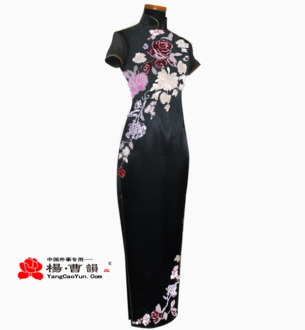斜贴花-真丝重缎-旗袍-女款