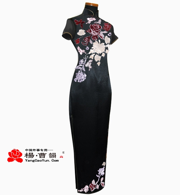 贴花-真丝重缎-旗袍-女款