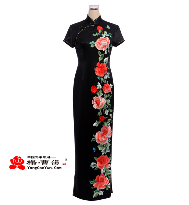 牡丹国色-真丝绣花-旗袍-女款