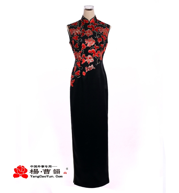 红色贴花-真丝重缎-旗袍-女款