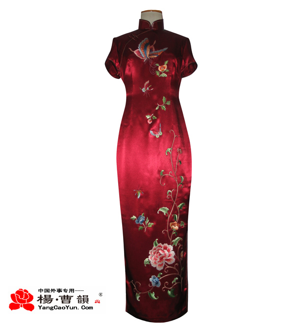 蝴蝶牡丹=真丝绣花-旗袍-女款