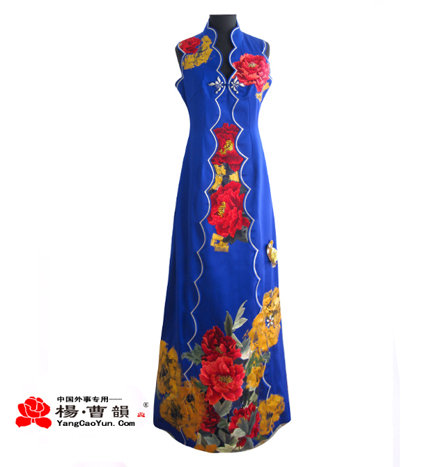 洒金玉缎-真丝绣花手绘-礼服-24K金