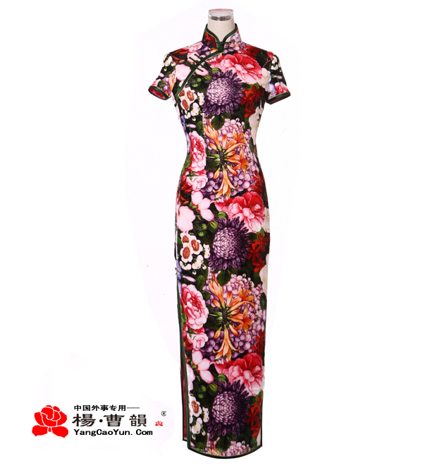 豆蔻年华-真丝丝绒-长款旗袍-女款