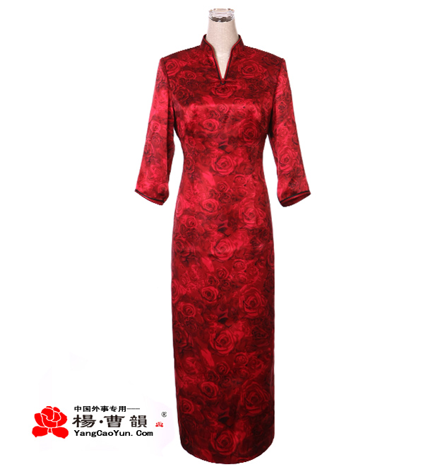 嫣然-真丝印花-旗袍-女款
